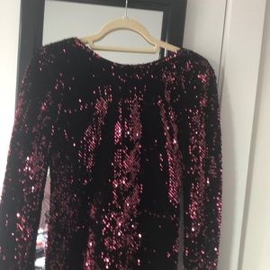 Short Red Long Sleeved Sequined Motel Dress